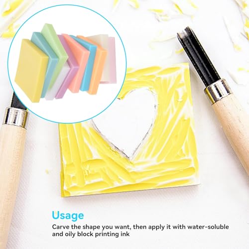 10 Pcs Rubber Carving Blocks, Rubber Stamps Stamp Carving Blocks DIY Rubber Carved Blocks Crafts Accessories Soft and Easy to Carve