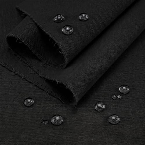 Q&J Fabric Co. 5 Yards Waterproof Canvas Fabric by the Yard 8oz Cotton Canvas Fabric 59 Inch Wide Black Tarp Medium Weight Outdoor Fabric for Sewing Chair Cushion Tent Tarp Bags Furniture Upholstery - color: Black, size: 5 Yards