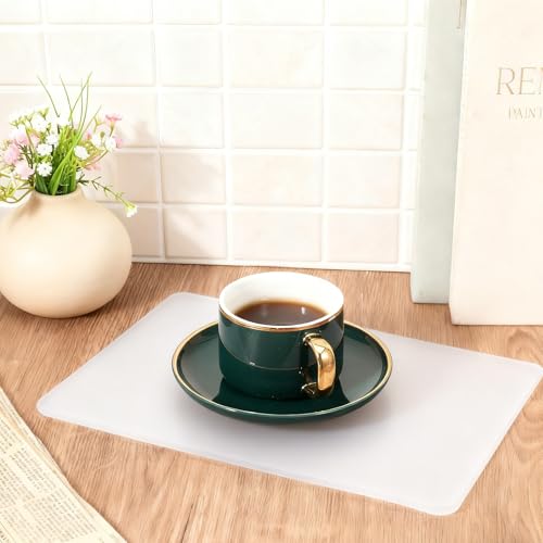 2 Pcs Clear Silicone Mat 12 x 8 Inch Silicone Placemats Non-Slip Baking Mat for Kitchen Counter Countertop Protector Heat Resistant Countertop Liner for Pastry