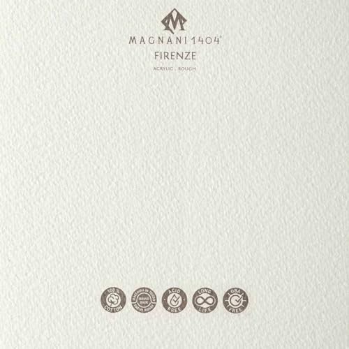 Magnani 1404 Firenze 100% Cotton Acrylic Paint Paper Pad, 12x16 188 lb. 15 Heavyweight Sheets, Rough Texture, Vegan Sizing, Natural White Acrylic Paper Pad for Acrylic, Gouache, Ink & Watercolor - size: 12x16"
