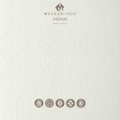 Magnani 1404 Firenze 100% Cotton Acrylic Paint Paper Pad, 12x16 188 lb. 15 Heavyweight Sheets, Rough Texture, Vegan Sizing, Natural White Acrylic Paper Pad for Acrylic, Gouache, Ink & Watercolor - size: 12x16"
