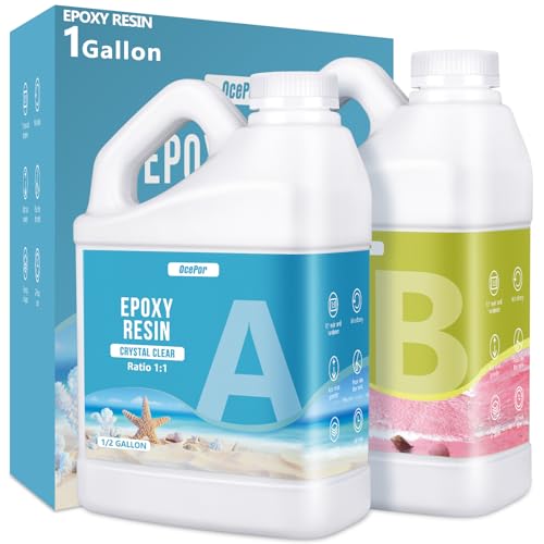 OcePor Epoxy Resin-1 Gallon, Crystal Clear Epoxy Resin Kit, No Yellowing No Bubble Art Resins Casting Resin for Art Crafts, Jewelry Making, Wood & Resin Molds(0.5 Gallon x 2) - size: 1 Gallon