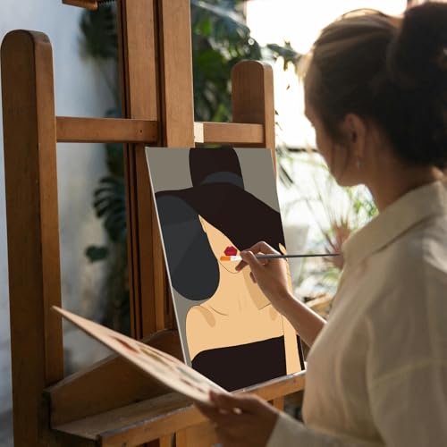 Cholemy 36 Pcs Paint and Sip Kit for Adults 8''x10'' Pre Drawn Canvas for Painting DIY Afro Acrylic Painting Kit Wood Easel Brushes Date Night Bulk for Summer 4th of July Party Gift(Modern Woman) - style: Modern Woman