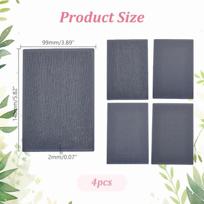 HOBBIESAY 4pcs Polymer Clay Texture Sheets Set Texture Sheets Polymer Clay Works with Polymer Clay Cutter Effect as Polymer Clay Texture Roller Plaid Stripe for DIY Clay Making