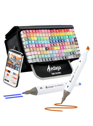 168 Colors Alcohol Markers with Free APP Dual Tip Art Coloring Markers Set | Kickstand Case | Chisel and Fine Tip | Alcohol-Based | Drawing Markers for Adults Artists | Illustration Sketching Painting - color: 168 Colors