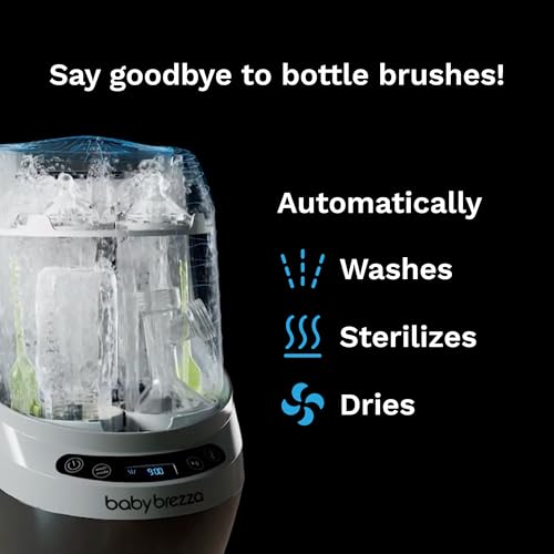 Baby Brezza Bottle Washer Pro - Baby Bottle Washer, Sterilizer + Dryer - All in One Machine Cleans Baby Essentials like Bottles + Pump Parts – Appliance to Replace Bottle Brushes & Drying Racks, Black - color: Black