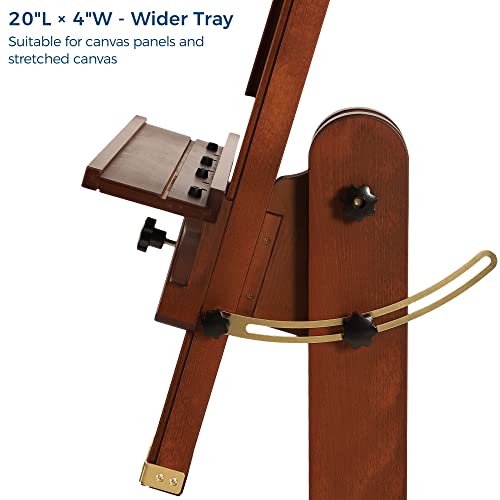 VISWIN Studio Heavy-Duty Easel, Holds Canvas Up to 71", Tilts Flat & Movable, Adjustable Solid Beech Wood Large Easel Stand for Painting, TV & Display, Floor Art Easel for Adult, Artist - Walnut - color: Walnut Brown