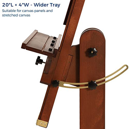 VISWIN Studio Heavy-Duty Easel, Holds Canvas Up to 71", Tilts Flat & Movable, Adjustable Solid Beech Wood Large Easel Stand for Painting, TV & Display, Floor Art Easel for Adult, Artist - Walnut - color: Walnut Brown