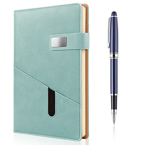 A5 Blank Journal Notebook, Refillable Hardcover Leather Sketchbook with Pocket and Magnetic Buckle, 240 Pages Thick Travel Sketchbooks for Drawing and Writing, 80gsm Unlined Journal for Men and Women - color: Light Green, size: A5 Blank Paper