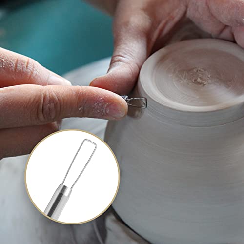 Suiwotin 6pcs Double-Sided Clay Sculpting Tools, Wooden Handle Ribbon Clay Tools, Pottery Trimming Tool, Clay Wire Loop Sculpture Set for Ceramic, Wax Carving Modeling - size: 6pcs-Loop