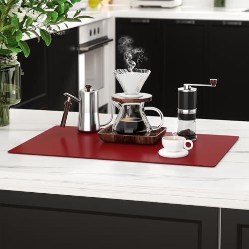2-Pack Extra Thick Silicone Counter Mats - 24”x16” Large Heat Resistant Kitchen Countertop Protector, Non-Slip Hot Pad Trivet for Air Fryer, Hot Pots & Pans, Coffee Maker(Red) - color: Red