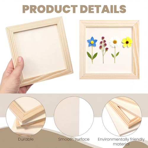 24 Pcs Wood Panel Boards, 6 x 6 Inch Unfinished Wood Canvas Board Blank Square Wooden Painting Panel for Crafts DIY, Clay Painting, Oils, Pouring, Acrylic