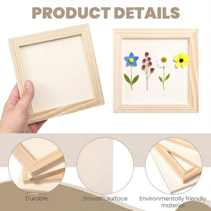 24 Pcs Wood Panel Boards, 6 x 6 Inch Unfinished Wood Canvas Board Blank Square Wooden Painting Panel for Crafts DIY, Clay Painting, Oils, Pouring, Acrylic