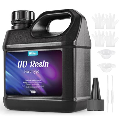 UV Resin Kit 1000g Bulk No Odor Upgrade Clear UV Epoxy Resin Hard Fast Cure Resin Kit Jewelry Making Handmade DIY Craft Decoration Coating - size: 1000g