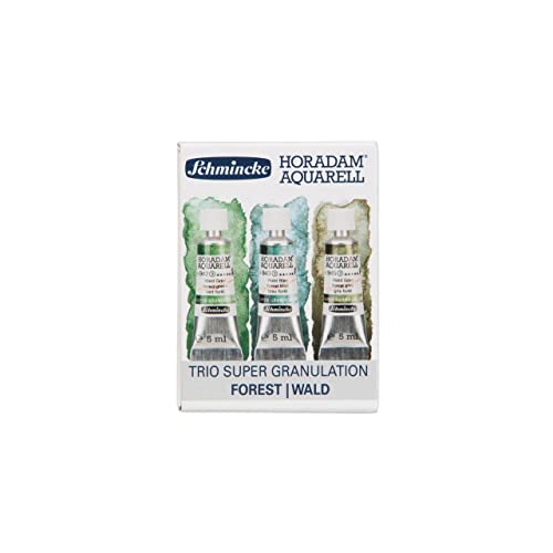 Schmincke Horadam® Aquarell, Super Granulation Trio Forest, 5 ml Tubes, 74 617 097, Cardboard Set, Very Strong Granulating Watercolors - color: Forest, size: 0.51 Fl Oz (Pack of 1)
