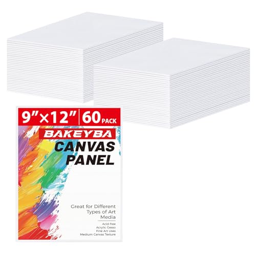 Canvas Boards 60 Pack, 9x12 Inch Painting Canvas Panels White Blank 100% Cotton Art Supplies for Acrylics Oil Watercolor Tempera Paints - size: 9"x12" - 60pcs