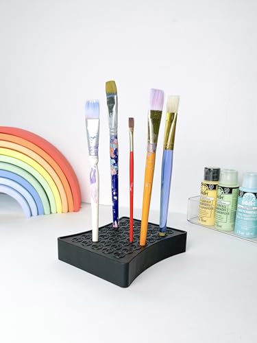 ArtBin Black Brush Drying Rack & Organizer Set | Paint & Craft Brush Holder with Cleansing Mat & Mixing Tray | Durable Stain Resistant Design | Artist Brush Stand | 2 Piece Kit
