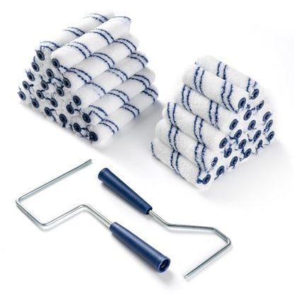 40 Pack Microfiber Paint Roller, 4 Inch and 6 Inch, Small Paint Roller Covers with 2Pcs Anti Rust Metal Roller Frames, Mini Paint Rollers for House Painting, Wall Painting Tool - size: 4&6 Inch Paint Roller Kit, 40 Pack