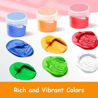 1400Pcs Mini Acrylic Paint Set, 100 Sets 12 Colors Washable Acrylic Paints Bulk with 200 Paint Brushes, Small Painting Strips Kit for Beginners Students Adults Craft Party