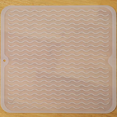 MicoYang Silicone Dish Drying Mat for Multiple Usage,Easy clean,Eco-friendly,Heat-resistant Silicone Mat for Kitchen Counter or Sink,Refrigerator or Drawer liner Translucent M 12 inches x 12 inches - color: Translucent, size: 12"L x 12"W