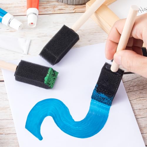 HINZIC 5 Pcs 1 inch Foam Paint Brushes Black Sponge Brushes Wood Handle Foam Brushes for Painting Varnishes DIY Craft Projects - size: 1 inch