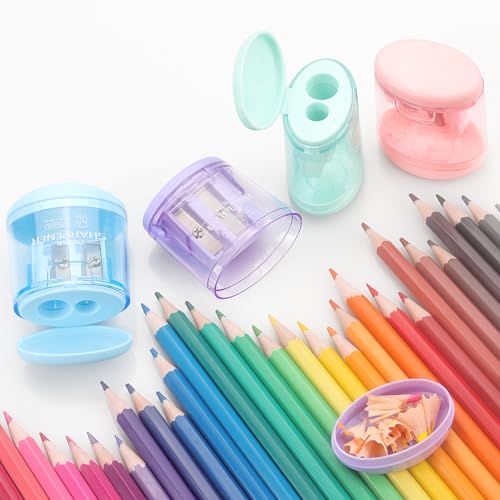 Tamaki 4 Pack Pencil Sharpeners Manual Dual Holes Compact Colored Handheld Pencil Sharpener for Kids, School, Office
