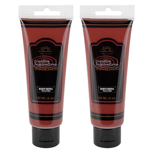 Creative Inspirations Acrylic Paint - Burnt Sienna - 120mL - 2 Pack - Smooth & Creamy Consistency, Vibrant Pigmentation, Great Coverage for Artists - Clean Up with Soap & Water - color: Burnt Sienna, size: 4.06 Fl Oz (Pack of 2)