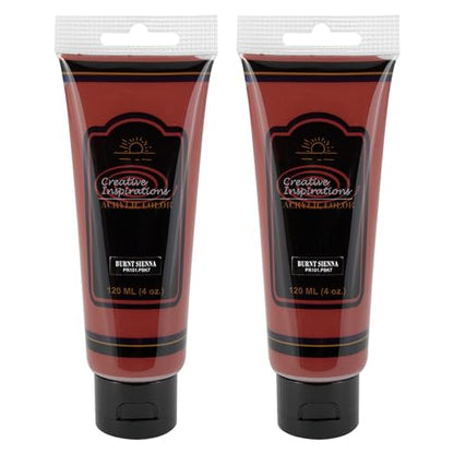 Creative Inspirations Acrylic Paint - Burnt Sienna - 120mL - 2 Pack - Smooth & Creamy Consistency, Vibrant Pigmentation, Great Coverage for Artists - Clean Up with Soap & Water - color: Burnt Sienna, size: 4.06 Fl Oz (Pack of 2)