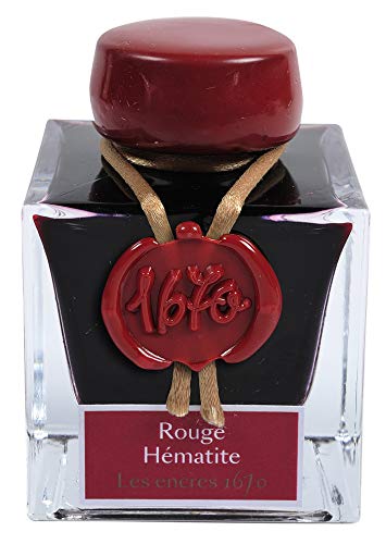 J. Herbin 1670 Anniversary Inks - Gold Sheen 50 ml Bottled - Rouge Hematite (Dark Red Ink) - color: Rouge Hematite