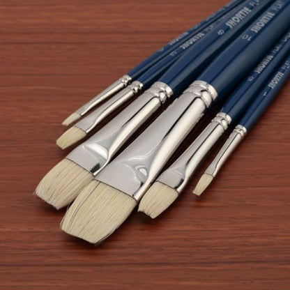Creative Mark 6 Piece Flat Short Handle Paintbrush Set, Perfect for Oil and Alkyd Painting, Traveling & Workshops - size: Flat