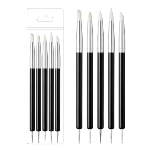 Silicone Clay Set, 5 Pcs Silicone Sculpting Tools, Flexible Clay Gadget, Professional Carving Tools, Handmade Ceramic Wworks, DIY Carving - Black