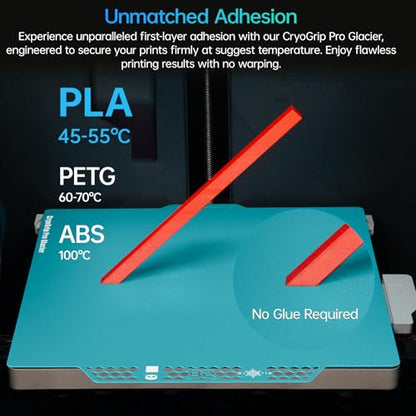 BIQU CryoGrip Pro Glacier for Bambu-Lab P1P/P1S/P2S/X1C/X1E/X2D/A1 3D Printers 257x257MM Build Plate Double Sided Fine Textured Surface Platform High Adhesion & Upgrade Removable Heated Bed Cover - style: Glacier-Original(P1P/P1S/P2S/X1C/X2D/X1E/A1)