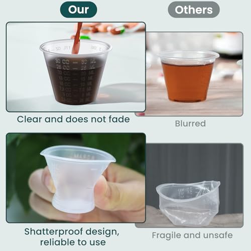 Dimes Small Plastic Medicine Cups for Epoxy, Resin and Paint Mixing Disposable for Pills and Medication (Clear, Pack of 2000, 30ml)