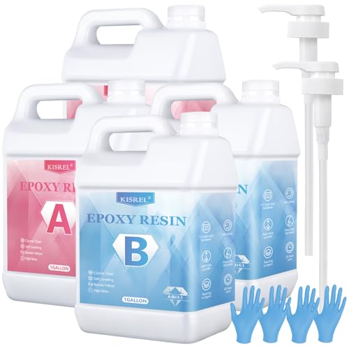 KISREL Epoxy Resin 4Gallon, Epoxy Resin Kit, No Yellowing No Bubble Art Resins for Art Crafts,DIY Jewelry Making, Wood & Resins Molds - size: 4 Gallon