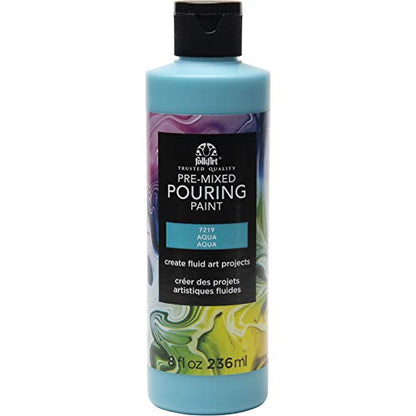 FolkArt Pre-Mixed Acrylic Pouring Paint, 8 oz, Aqua - color: Aqua