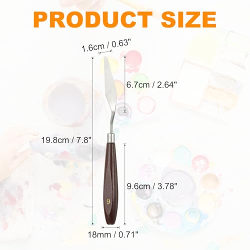 HARFINGTON Palette Knife Painting Tool 2.64 x 0.63 Stainless Steel Art Spatula Pallet Knives Scrapers Tools with Beech Wood Handle for Acrylic Oil Canvas Mixing Spreading, Red/Silver - size: 2.64" x 0.63"