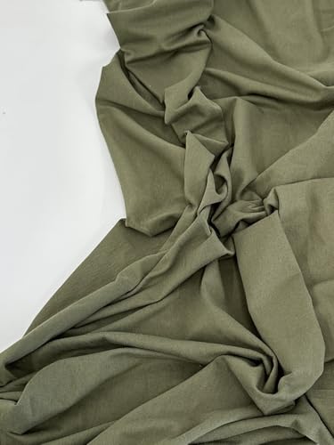 Cotton Jersey Spandex Fabric - Soft - Breathable - All Way Stretch Fabric - Medium Weight - Perfect Choice for Baby Grow, Tshirts, and Cotton Jersey Sheets - 58 Inches Wide - 1 Yard (Army Green) - color: Army Green