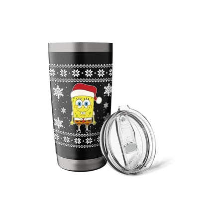 Spongebob SquarePants Holiday Christmas Graphic Stainless Steel Insulated Tumbler - color: Black