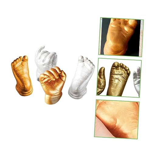YARNOW 1 Set Hand Modeling Powder Set Baby Hand and Feet Casting Kit Kids Hand Mold High Baby Keepsake Hand Foot Molding Kit Infant Handprint Keepsake Hand Plaster Kit Baby Kit Pe Golden