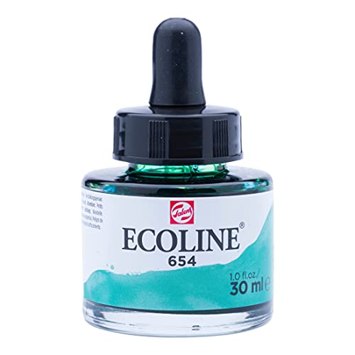 Ecoline Liquid Watercolour Bottle 30 ml Fir green 654 (11256541) | Liquid Watercolor with Dropper, Easy Blending, Intense Colors, Artist-Grade, Smooth Application - color: Fir Green