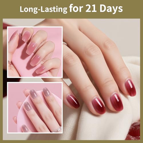 JODSONE 32 Colors Jelly Gel Nail Polish Kit with U V Light Crystal Transparent Classic Color 4 Functional Gel for All Seasons - color: 32KIT-M5M-Jelly