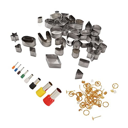 PinzqTrading Polymer Clay Earring Kit with 36 Stainless Steel Shape Cutters, 40 Round Cutters, 60 Earring Findings, DIY Jewelry Making Set for Beginners and Crafters