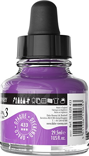 Daler-Rowney System3 Acrylic Ink Bottle Purple 29.5ml - Versatile Acrylic Ink for Artists and Students - Opaque Calligraphy Ink for Drawing Illustrating Airbrushing Dip Pen Ink and More