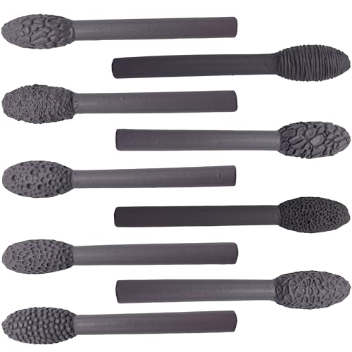 Texture Tool Sets for Clay Art - Oval Clay Modeling Pattern Rollers kit with Ergonomic Handles for Polymer Clay, Pottery, Ceramics, Sculpting Tools, Paint Sticks, DIY Crafts (9 Pcs)