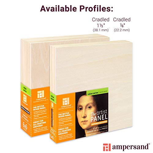 Ampersand Artist Panel Unprimed Basswood, 1.5 Inch Depth, 10X20 Inch (UPWP151020) - size: 10X20, style: 1-1/2" Cradled