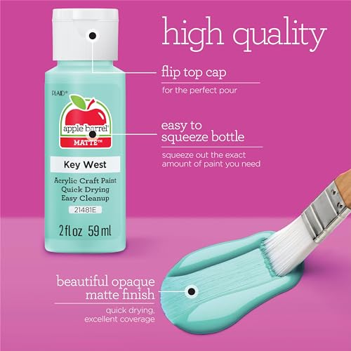 Apple Barrel, Pastel Dreams & Vivid Wonders Collection Acrylic Craft Paint, PROMOTCK, 2 fl oz each, 18 assorted matte colors, 18 count