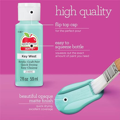 Apple Barrel, Pastel Dreams & Vivid Wonders Collection Acrylic Craft Paint, PROMOTCK, 2 fl oz each, 18 assorted matte colors, 18 count