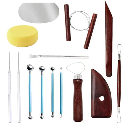 14 Piece Clay Tools Kit – Pottery and Polymer Clay Sculpting Set for Beginners & Adults, Air-Dry Clay Tools for Carving, Drawing, Molding, Shaping and Modeling(14)