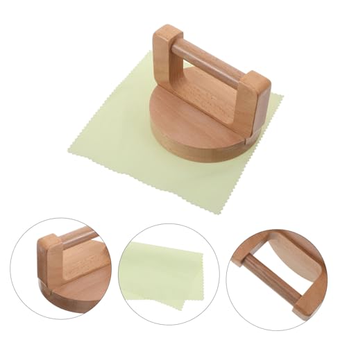 SAFIGLE Beech Wood Printmaking Baren Round Handle and Cleaning Cloth, Handheld Burnisher for Linocut and Rubber Stamps, Craft Paper Press Tool for DIY Printmaking and Block Printing