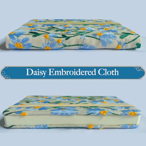 Pocket Notebook, Small Sketchbook, A6 Journal, 4x6, Daisy Gifts for Women, Floral Notebook, Embroidery Journal, Blank Paper, Hardcover, Lay Flat, Elastic Band, Diary for Girls, Blue Daisy - color: A6-Band-Blue, style: Plain